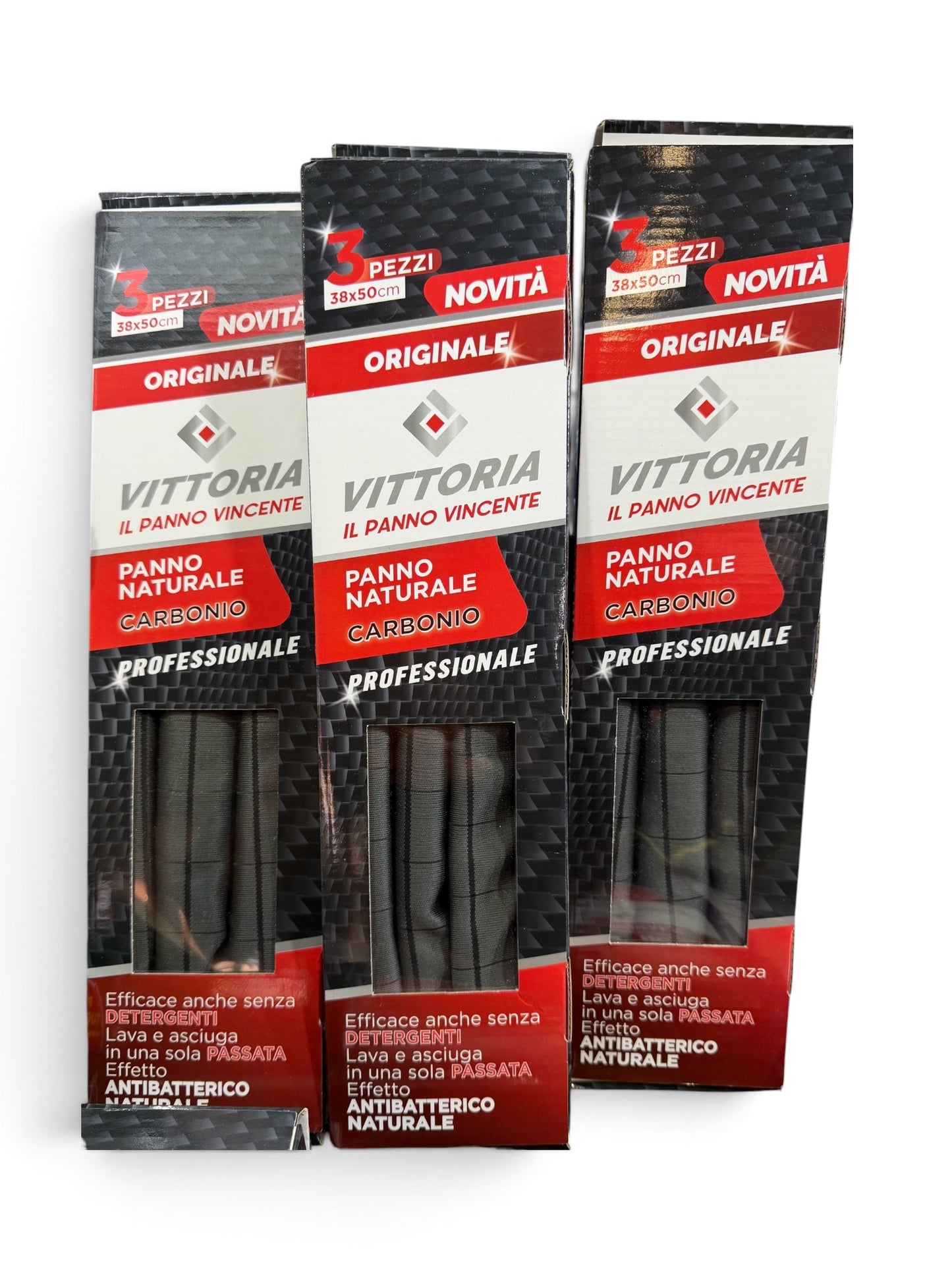 Set 4 Pz panno Vittoria carbonio super assorbente no aloni no tracce