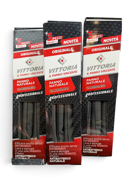 Set 4 Pz panno Vittoria carbonio super assorbente no aloni no tracce
