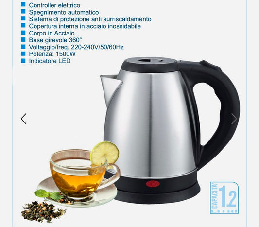 Bollitore Elettrico 1.2L – Single Wall Electric Kettle In Stainless Steel