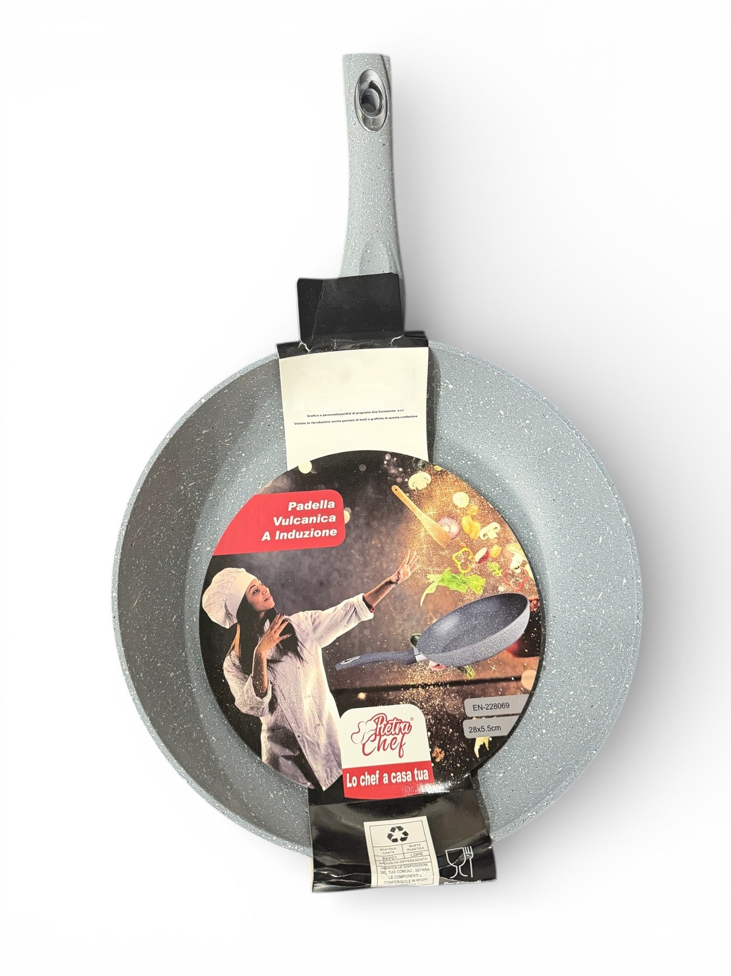 Padella grigia 26 cm vulcanica antiaderente rivestimento pietra lavica