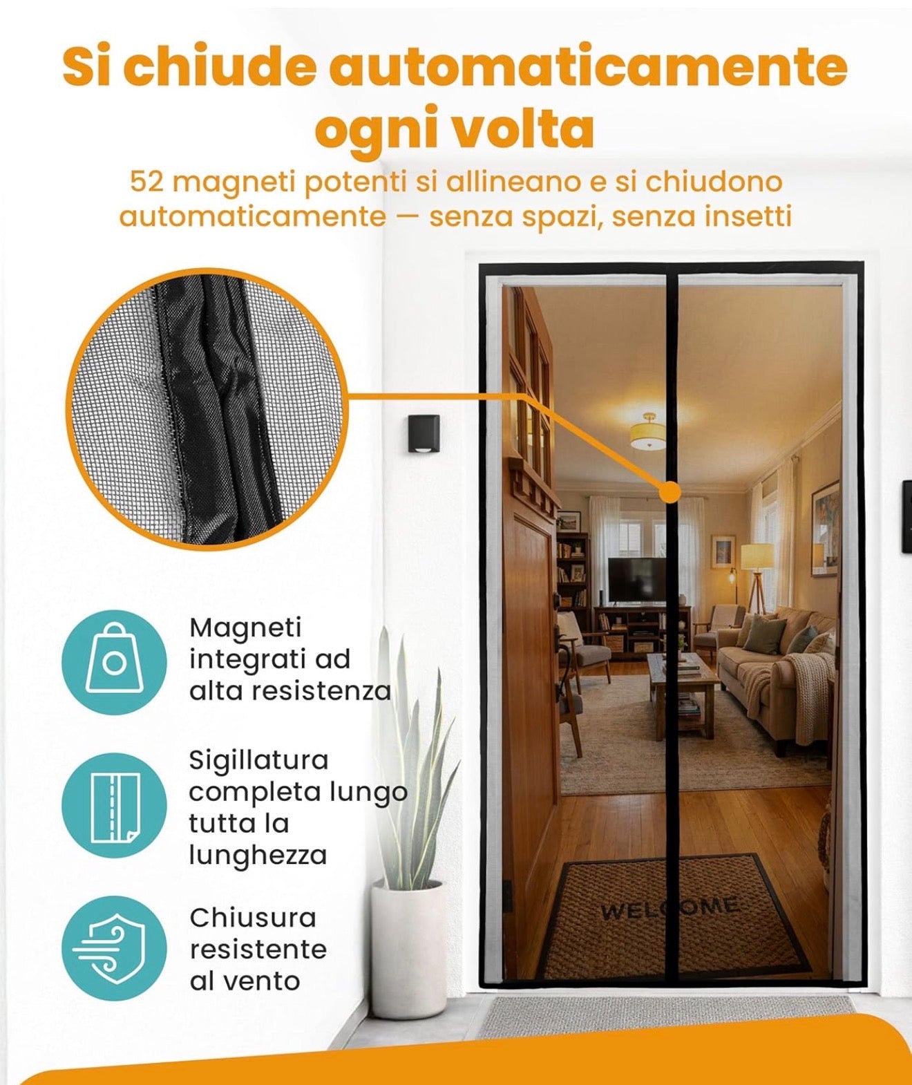 Zanzariera Magnetica Con chiusura automatica ad ogni passaggio