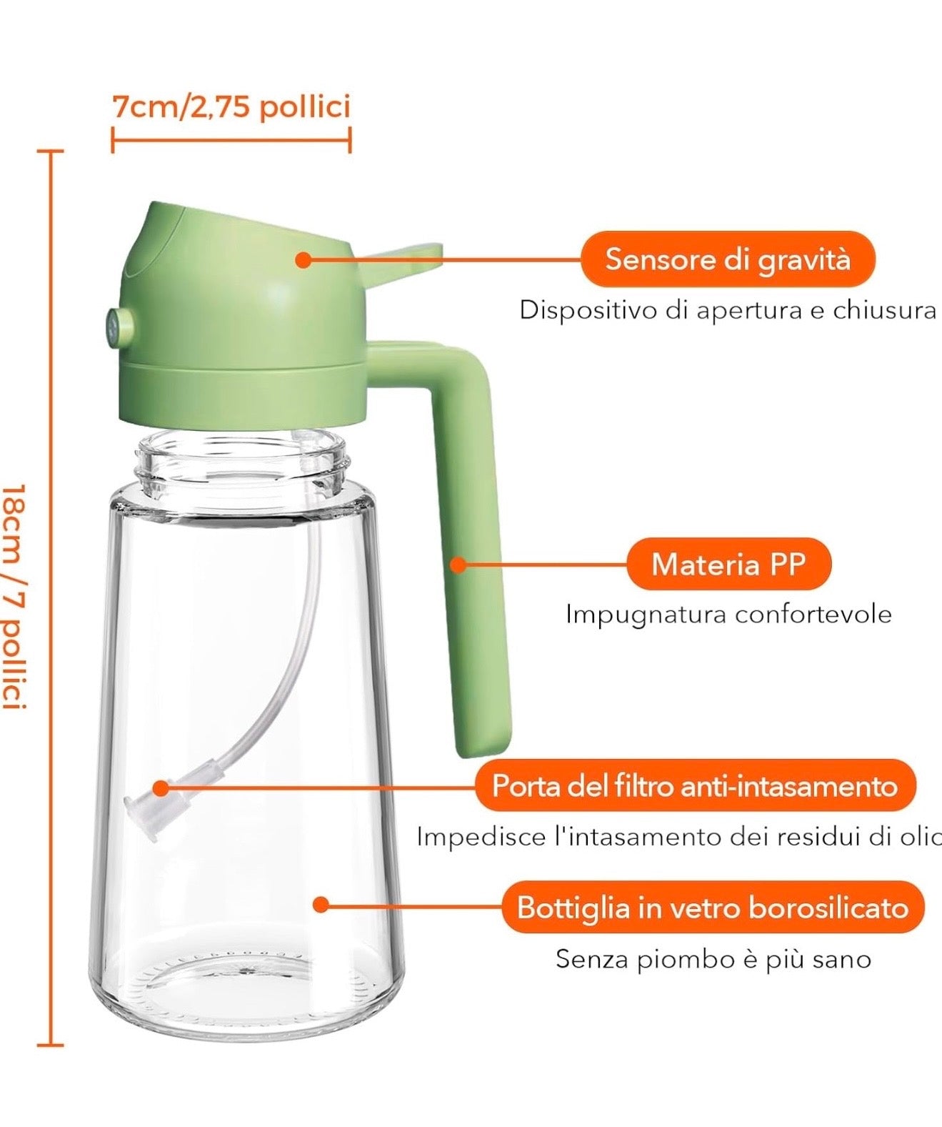 OLIERA 2 in 1 , 470 ml Dosatore Bottiglia e spray da cucina