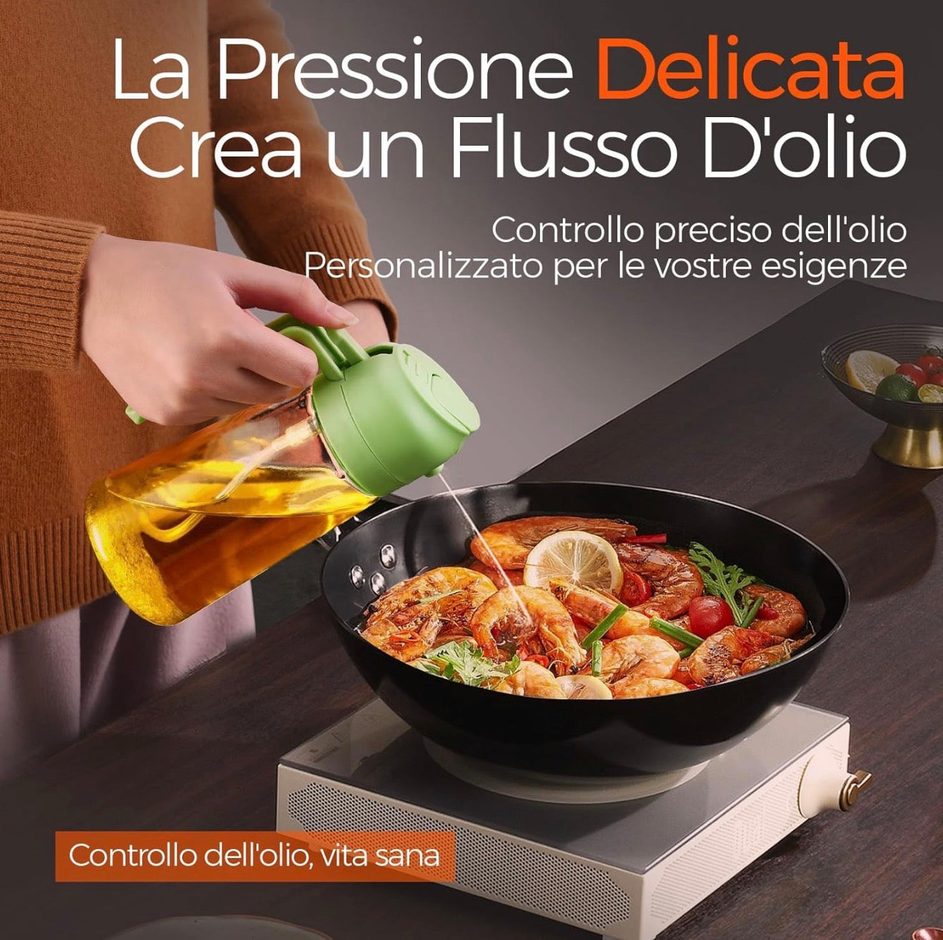 OLIERA 2 in 1 , 470 ml Dosatore Bottiglia e spray da cucina