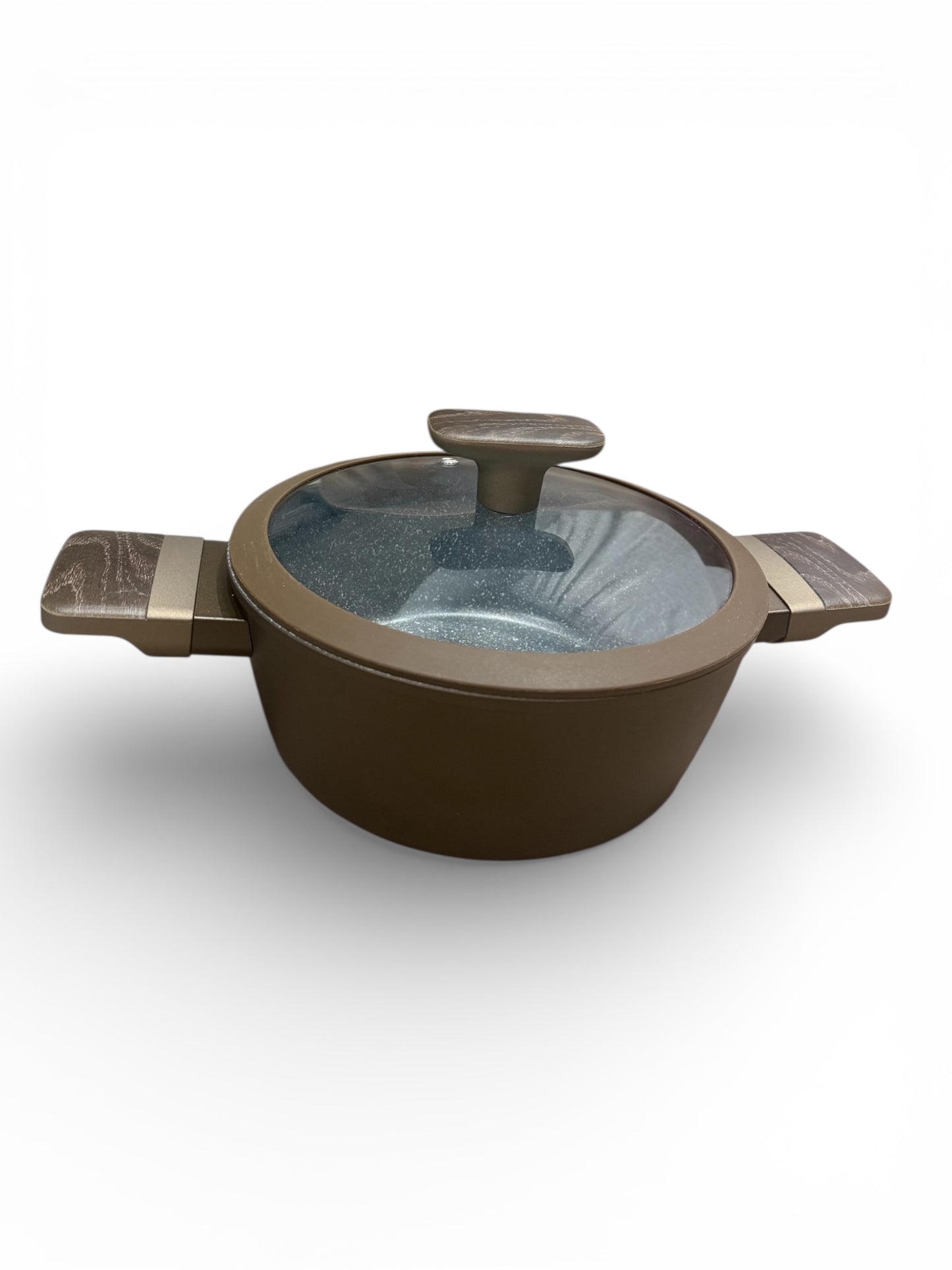 Casseruola Antiaderente 20 cm con Manici Soft Touch Fondo Full Induction Coperchio in Vetro e Silicone Antirottura