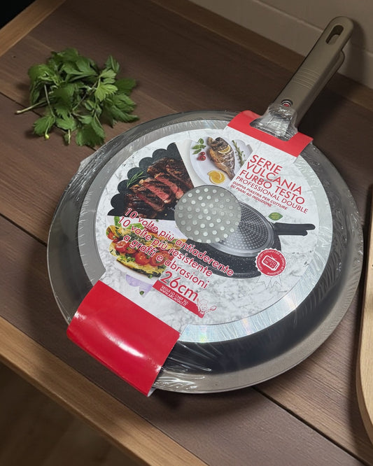 DOPPIA PIASTRA 26 cm elevato rivestimento antiaderente per Induzione e tutti i tipi di piano cottura