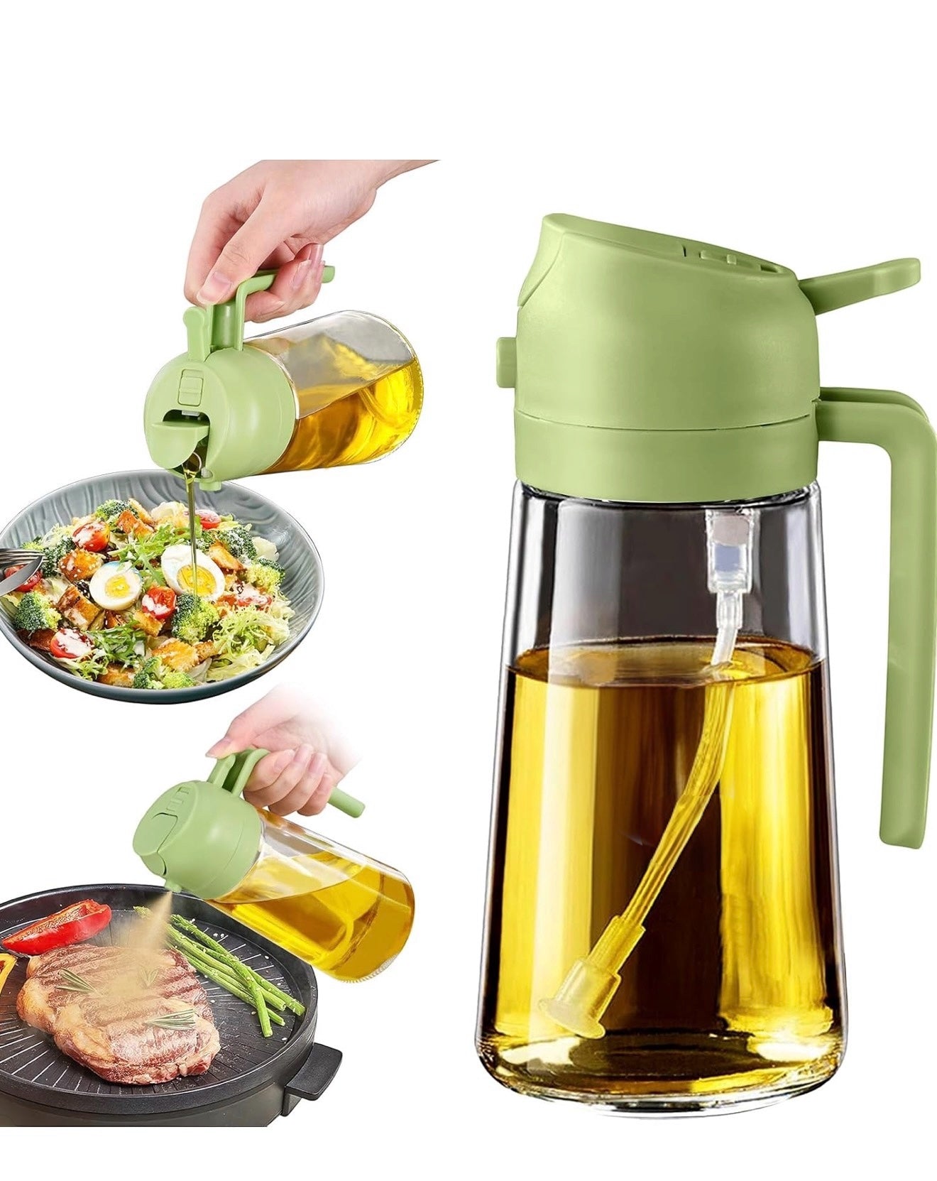 OLIERA 2 in 1 , 470 ml Dosatore Bottiglia e spray da cucina